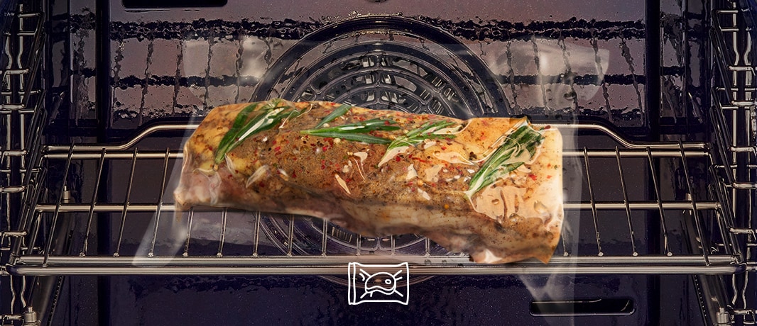 Dette er et billede af vakuumpakket kød, der tilberedes gennem en luft-sous vide.